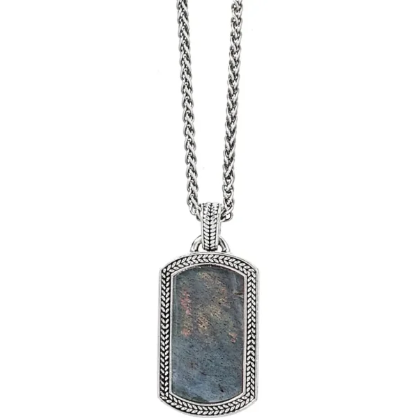Labradorite Gemstone Plaque Sterling Pendant & Necklace
