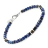 Lapis Bead & Wood Bracelet Sterling