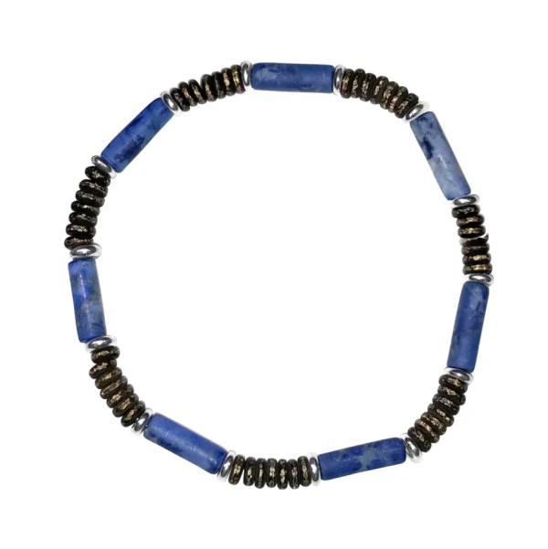 Lapis Cylinder Sterling Flex Bracelet