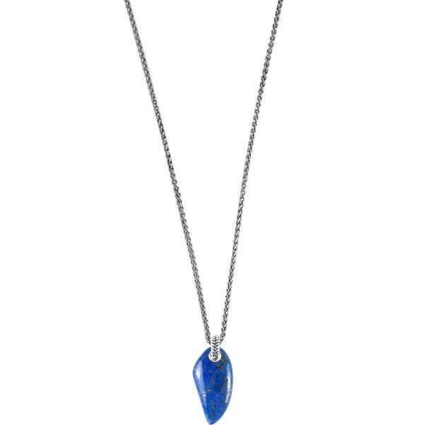 Lapis Gemstone Horn Pendant & Necklace