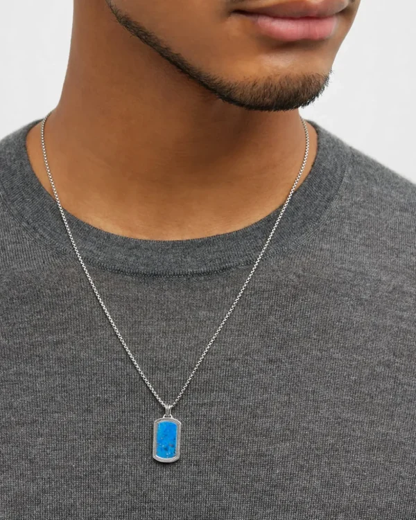 Lapis Gemstone Plaque Sterling Pendant & Necklace