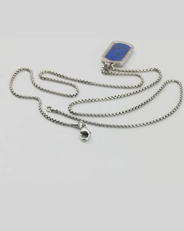 Lapis Gemstone Plaque Sterling Pendant & Necklace