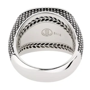 Lapis Sterling Silver Cross Etched Ring