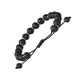 Lava Stone Beaded Pull Cord Bracelet