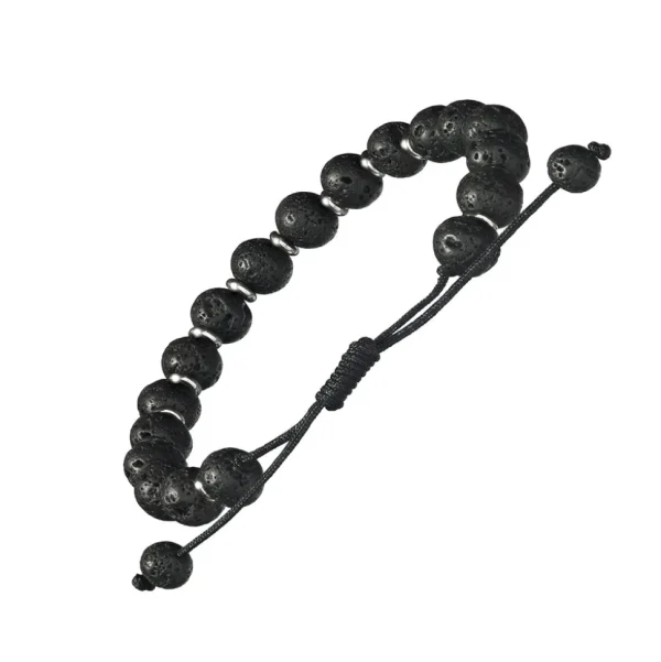 Lava Stone Beaded Pull Cord Bracelet