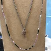 Lock & Key Glass Bead & Sterling Silver Chain Necklace I Jan Leslie