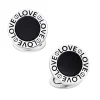 Love Black Onyx Round Sterling Cufflinks