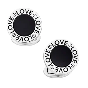 Love Black Onyx Round Sterling Cufflinks