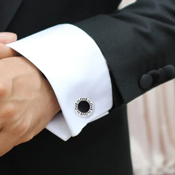 Love Black Onyx Round Sterling Tuxedo Set