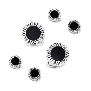 Love Black Onyx Round Sterling Tuxedo Set