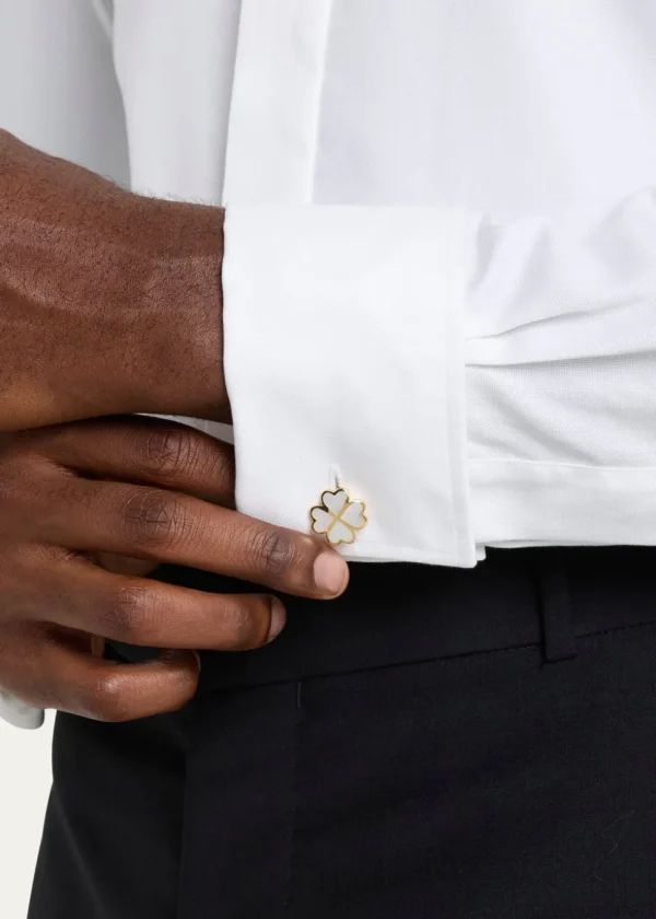 Lucky Four Leaf Clover Gold Vermeil Cufflinks