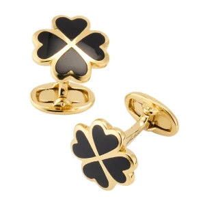 Lucky Four Leaf Clover Gold Vermeil Cufflinks