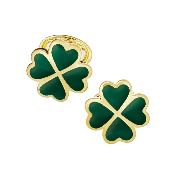 Lucky Four Leaf Clover Gold Vermeil Cufflinks