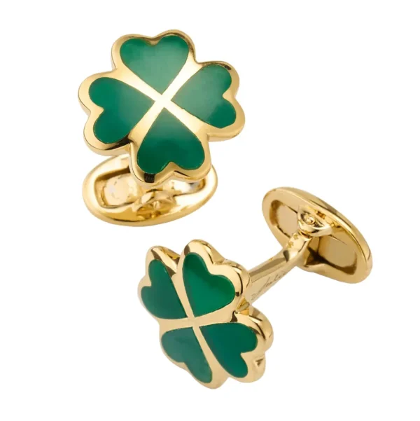 Lucky Four Leaf Clover Gold Vermeil Cufflinks