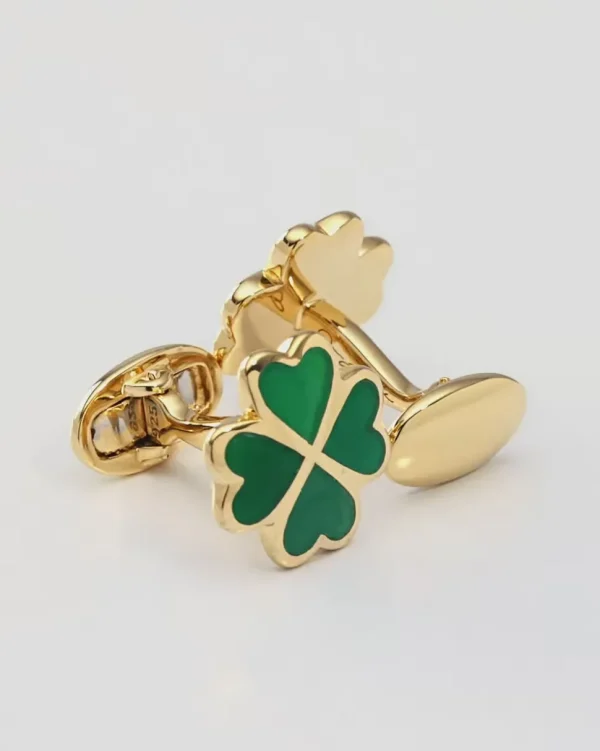 Lucky Four Leaf Clover Gold Vermeil Cufflinks