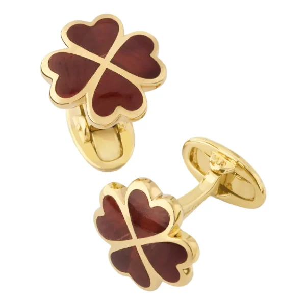 Lucky Four Leaf Clover Gold Vermeil Cufflinks