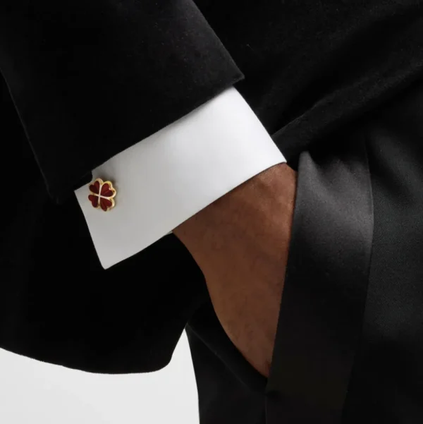 Lucky Four Leaf Clover Gold Vermeil Cufflinks