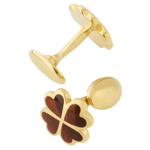 Lucky Four Leaf Clover Gold Vermeil Cufflinks