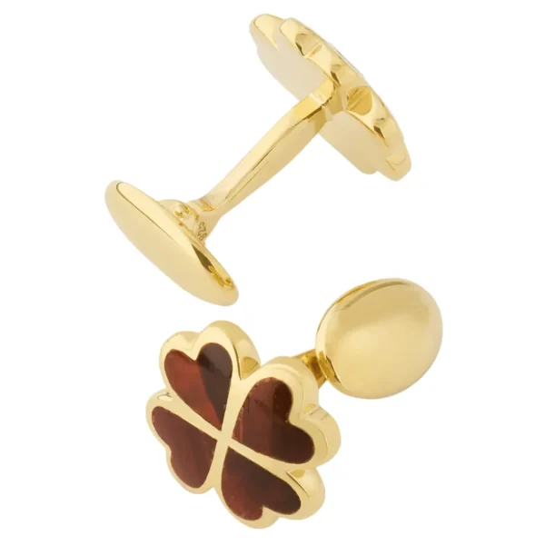 Lucky Four Leaf Clover Gold Vermeil Cufflinks