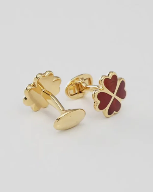 Lucky Four Leaf Clover Gold Vermeil Cufflinks