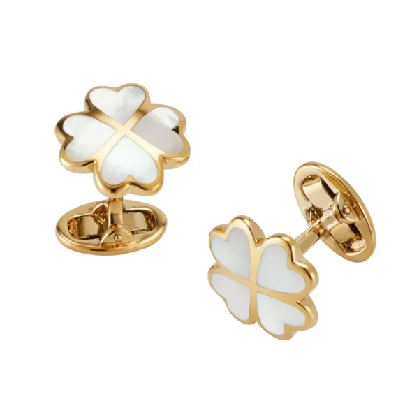 Lucky Four Leaf Clover Gold Vermeil Cufflinks