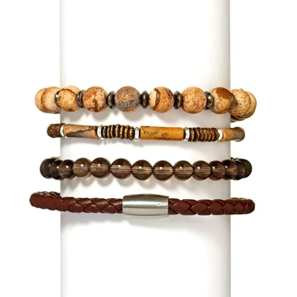 Mag -5 Woven Leather Brown Bracelet