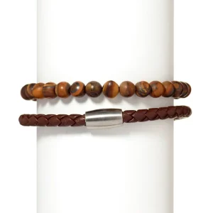 Mag -5 Woven Leather Brown Bracelet