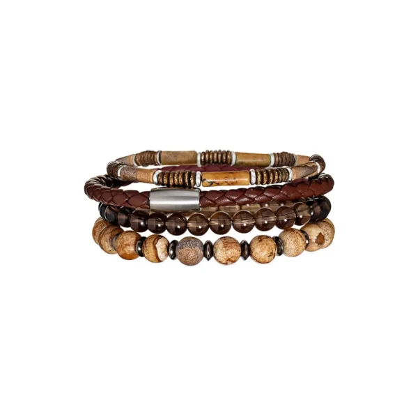 Mag -5 Woven Leather Brown Bracelet
