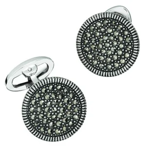 Marcasite Pave Round Sterling Cufflinks