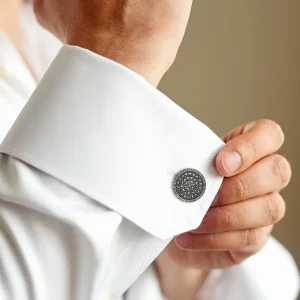Marcasite Pave Round Sterling Cufflinks