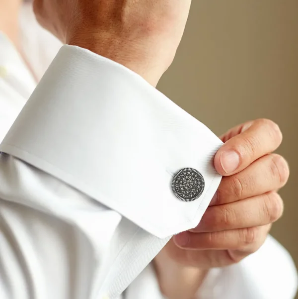 Marcasite Pave Round Sterling Cufflinks