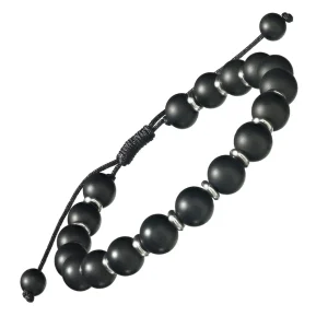 Matte Black Onyx Beaded Pull Cord Bracelet