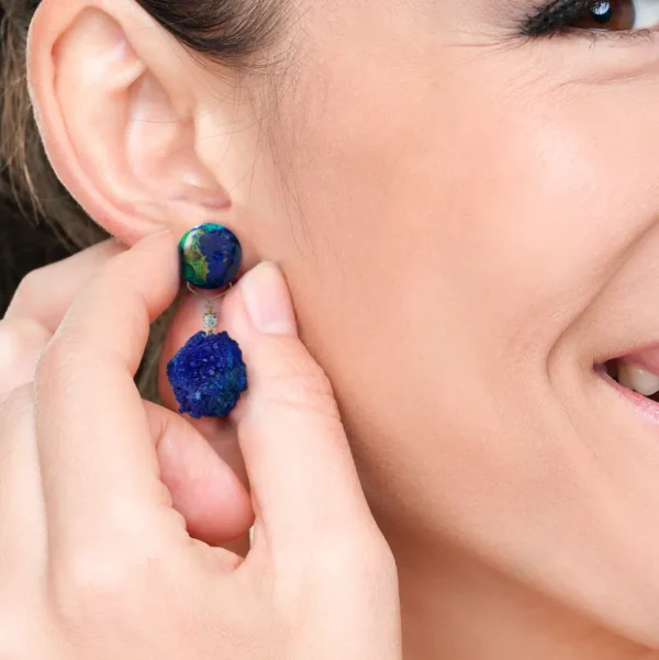 Mauna Loa 18K Gold One of a Kind Gemstone Earrings