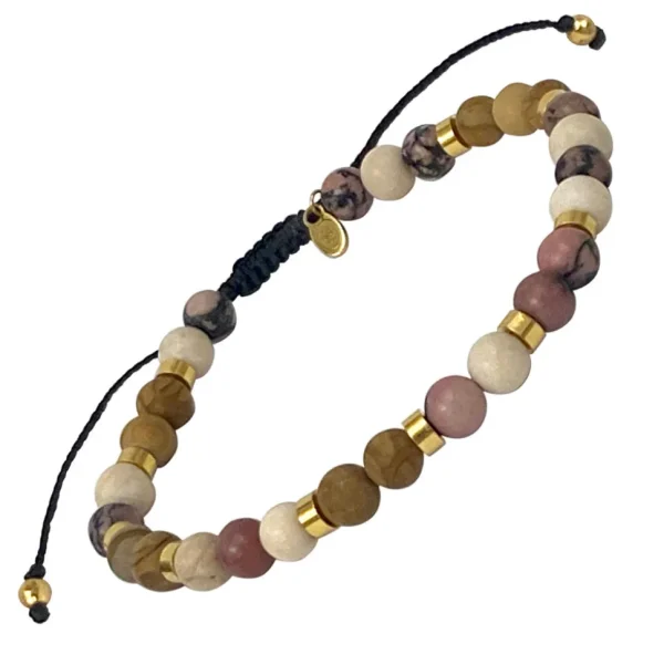 8mm Mixed color Bead Sterling Pull Cord Bracelet