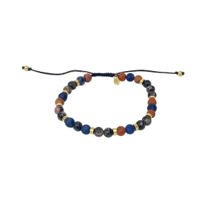 8mm Mixed color Bead Sterling Pull Cord Bracelet