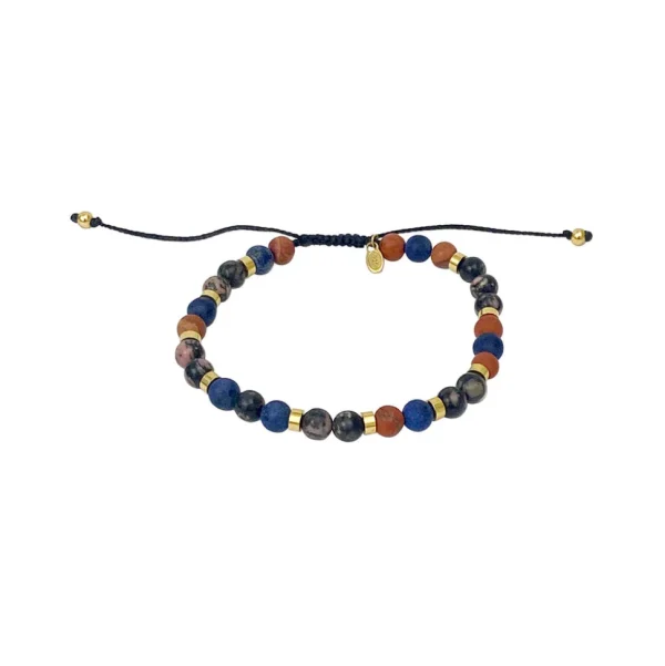 8mm Mixed color Bead Sterling Pull Cord Bracelet