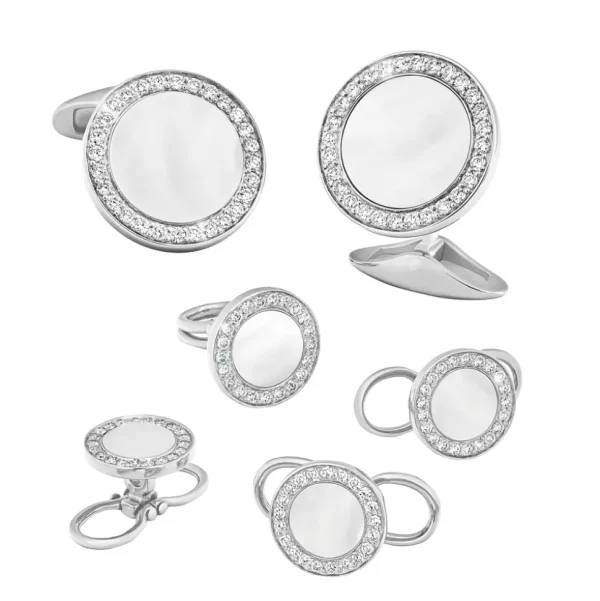 Mother of Pearl & Diamond 18K White Gold Tuxedo Set