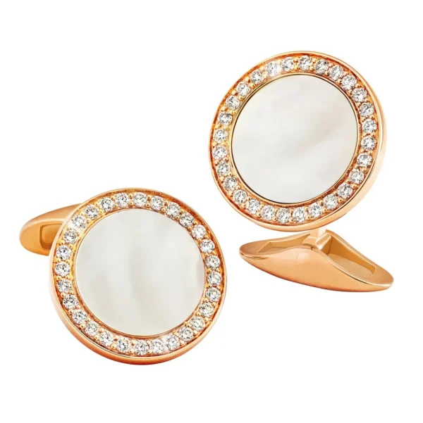 Mother of Pearl & Diamond 18K Rose Gold Cufflinks