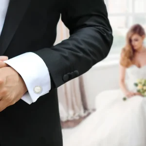 Mother of Pearl & Diamond 18K White Gold Tuxedo Set