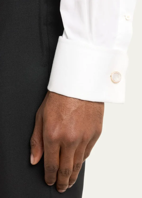 Mother of Pearl & Diamond 18K Rose Gold Cufflinks