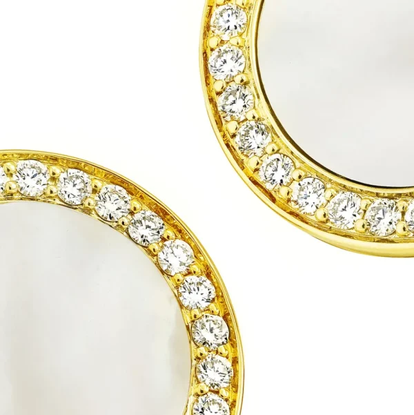 Mother of Pearl & Diamond 18k Gold Cufflinks
