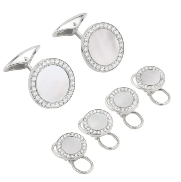 Mother of Pearl & Diamond 18K White Gold Tuxedo Set