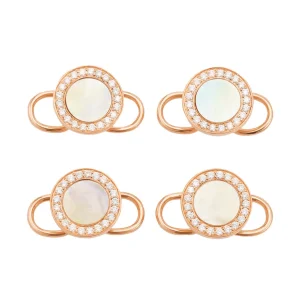 Mother of Pearl & Diamond 18K Rose Gold Tuxedo Studs Set