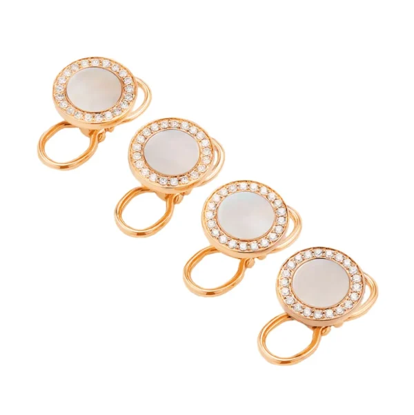 Mother of Pearl & Diamond 18K Rose Gold Tuxedo Studs Set