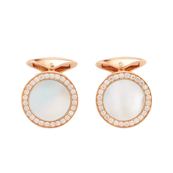 Mother of Pearl & Diamond 18K Rose Gold Cufflinks