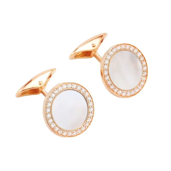 Mother of Pearl & Diamond 18K Rose Gold Cufflinks