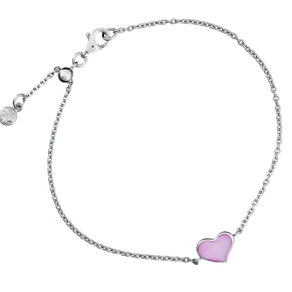 Mother of Pearl Heart Sterling Silver Bracelet