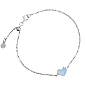 Mother of Pearl Heart Sterling Silver Bracelet
