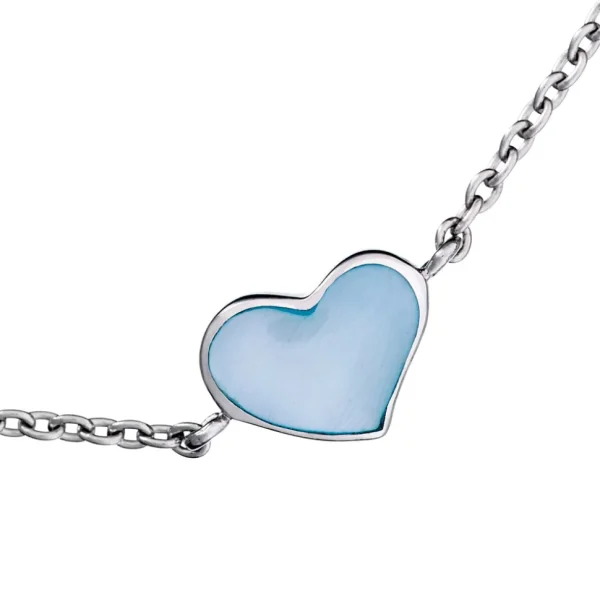 Mother of Pearl Heart Sterling Silver Bracelet