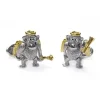 Moving Monkey Devil or Angel with plated 18K Gold Details Sterling Silver Cufflinks I Jan Leslie